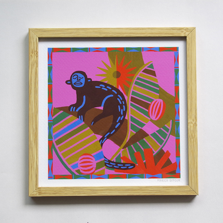 Le singe rose 20x20cm – Image 3