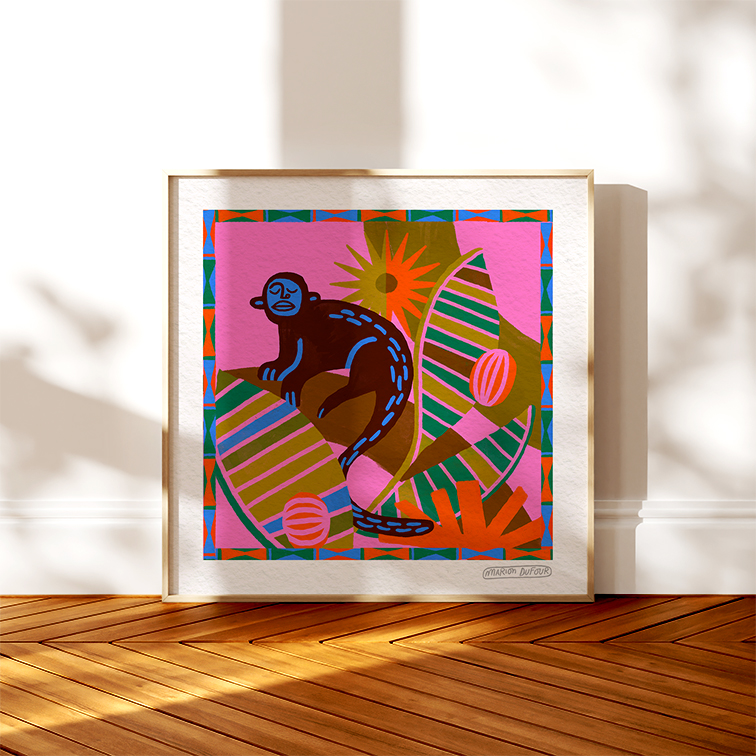Le singe rose 20x20cm – Image 4
