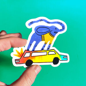 Sticker holographique éléphant